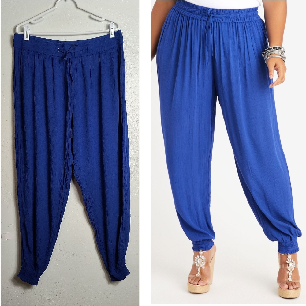 Ashley Stewart Casual Rayon Plus Size Jogger Pant Women's size 22/24 Blue